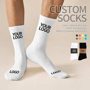 جوارب رياضية للرجال بتصميم مخصص وشعار العلامة التجارية، جوارب بيضاء طويلة للرجال، جوارب خريفية محبوكة برسومات كرتونية مضحكة - Product Image 2