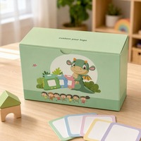 Boîte cadeau rigide vert menthe à motif de dessin animé, impression personnalisée pour l'éducation des enfants, carton pliable à rabat, emballage de luxe