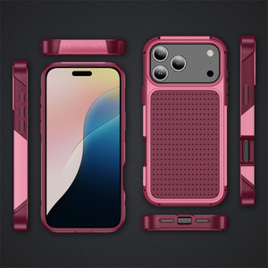 Per <span class=keywords><strong>Apple</strong></span> <span class=keywords><strong>iPhone</strong></span> da <span class=keywords><strong>11</strong></span> a 17 Pro Max Air Cooling Mesh <span class=keywords><strong>Silicone</strong></span> resistente Anti-caduta custodia per telefono antiurto - Product Image 5