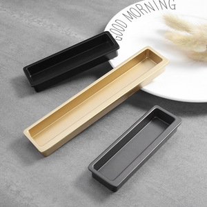 Zinc Alloy Rectangle Concealed Cabinet Handle Embedded For Drawer Door Minimalist Design Easy Installation - Product Image 1