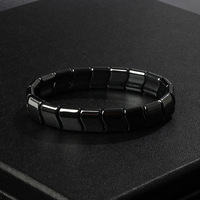 Gelang Batu Hematit Grosir Pria Hitam Terapi Magnet Manik-manik Tali Tunggal Gaya Ins