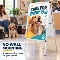 Cadre de panneau publicitaire pliable en forme de A avec renfort latéral