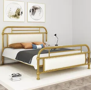 Full-Size Black Single Metal Bed Frame with Headboard   Footboard Modern Design Foldable Slatted Support Noiseless for Hotels