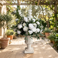 Composition florale artificielle blanche et verte pour mariage, décoration florale pour colonne romaine, allée centrale et centre de table de cérémonie de mariage