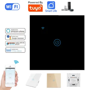 1/2/3/4 Gang Tuya App Remote Control Wall Switch Led Touch Screen On/ Off Switch Panel Control Wifi Smart Alexa Power Switch