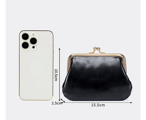 Portefeuille court en cuir Andong pour femmes, cuir de vache véritable, mode féminine, couleur bonbon, porte-monnaie à fermoir, mini sac de rangement 2021 - Product Image 3