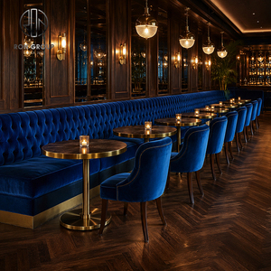 Ensemble de meubles de luxe sur mesure Ron Group, table ronde en marbre, chaise commerciale rembourrée, banquette capitonnée en velours pour <span class=keywords><strong>restaurant</strong></span> - Product Image 1