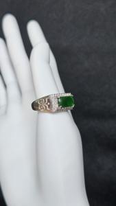 Bague rectangulaire en jade de glace translucide, ajustable, argent 925, design géométrique moderne, minimaliste, bijoux à porter au quotidien - Product Image 4