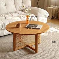 Table à thé en rondins japonais petit appartement salon ménage canapé rotin tissé table basse ronde balcon table à thé assise