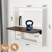 Anpassbarer, Platzsparender, Klappbarer Schwebeschreibtisch mit Steckdose & USB-Anschlüssen – Wandmontierter Lerntisch mit Regalen für Studentenwohnheime