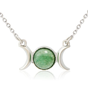 Colgante de acero inoxidable para mujer, con símbolo de diosa de la Luna, Triple Luna, Ópalo, cristal curativo, piedra Natural, Sailor Moon - Product Image 2