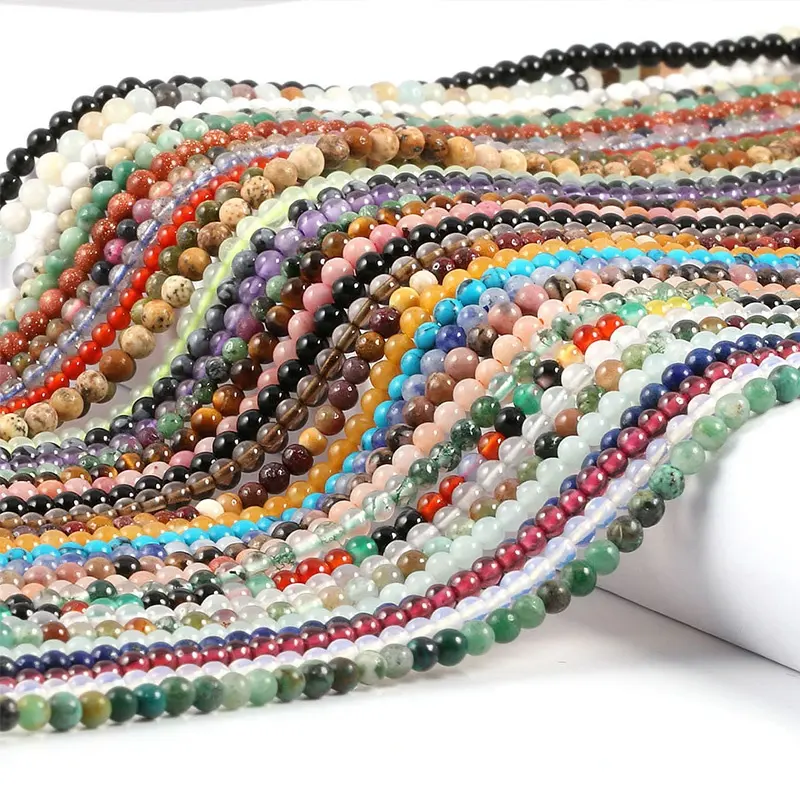 Petites perles de pierre naturelle de haute qualité 2mm 3mm, perles rondes en vrac pour la fabrication de bracelets