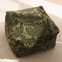 Pouf de sol imprimé éléphant de luxe en gros pouf, style vintage marron vert, logo personnalisé, approvisionnement direct d'usine