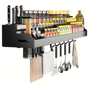 Support mural en acier inoxydable pour couteaux, fourchettes et cuillères de cuisine, présentoir à couteaux, organisateur d'épices, étagère de rangement pour cuisine - Product Image 1