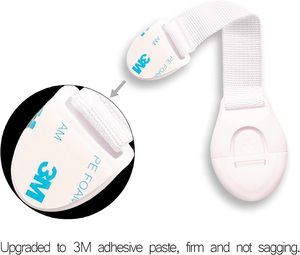 Cerradura de correa de seguridad para niños Gabinete adhesivo Cerraduras de cinta para nevera Cerradura de cajón a prueba de bebés Fácil instalación Diseño flexible Blanco - Product Image 4