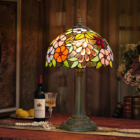 Lampe de table Tiffany, lampe en vitrail, lampe de bureau raisin Base en bronze antique Mémoire Sympathie Accent Lampes Tiffany