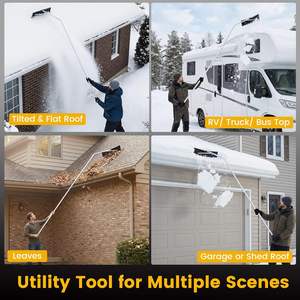 Kar Sökme Tırmığı 25 inç Bıçaklı 5-18.8FT Uzatılabilir Alüminyum Kar Temizleme Aleti Açılı Başlıklı Hafif Çatı Tırmığı Kamyon, Traktör için - Product Image 5