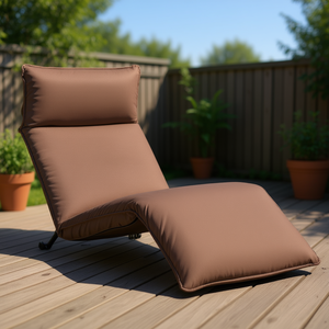 Tumbona Plegable de Tela Oxford Marrón con Cojín, Reclinable para Exteriores, Diseño Moderno - Product Image 2