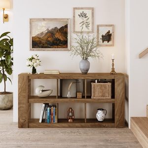 โต๊ะโซฟาทรงแคบสไตล์บ้านไร่พร้อมชั้นวางของ <span class=keywords><strong>6</strong></span> ช่อง โต๊ะคอนโซลยาวพร้อมที่เก็บของ 3 ชั้น สำหรับทางเข้าห้องนั่งเล่น - Product Image 5