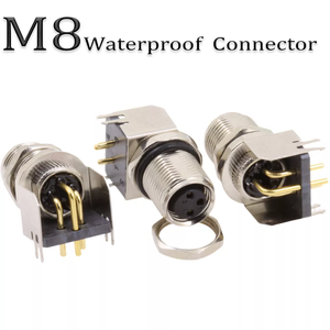 DREAM START M8 Mâle/Femelle Courbé Droit <span class=keywords><strong>Jack</strong></span> Socket 3 4 5 6 8 Pin Solder IP67/68 Waterproof PCB Panel Connector - Product Image 4