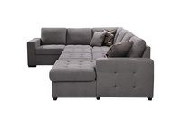 Canapé de salon de style européen et américain de haut niveau Canapé-lit multi-sièges en forme de U avec chaise