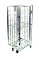 Chariot de transport pliable en treillis métallique robuste pour entrepôt, chariot à linge, 4 roues, chariot de transport, cage