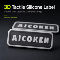 Étiquettes de vêtements personnalisées en silicone tissé 3D de haute qualité, écologiques, sérigraphiées, en forme carrée/en rouleau pour chemises, pantalons, robes, sacs