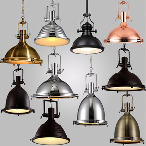 Robles Suspension LED industrielle ronde à tête unique en fer, couleur or, avec interrupteur, pour éclairage intérieur - Product Image 1