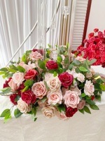 Guirnalda de Rosas Blancas Pequeñas de 50cm 60cm, Bola de Flores Artificiales, Centro de Mesa para Decoración de Bodas, Venta Caliente