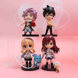 H4-11CM 6 piezas=1 set 4 figuras mini Chibi FT de <span class=keywords><strong>Natsu</strong></span>, Gray, Lucy, Erza, figuras de acción de PVC, lindas figuras coleccionables de anime, regalo - Product Image 1