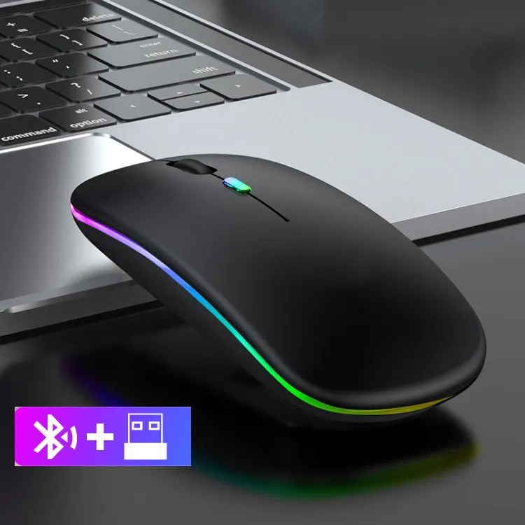 high precision dual mode 2.4g backlight computer souris sans fil rechargeable bluetooth wireless mouse inalambrico