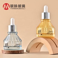 Botol Serum Kaca Unik 30ml dengan Pipet, Kemasan Kosmetik Biru Muda, Botol Pipet Minyak Esensial