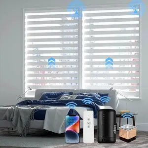 Grosir Roller Zebra bermotor tirai siang dan malam Smart Wifi tirai jendela Zebra Roller Blinds