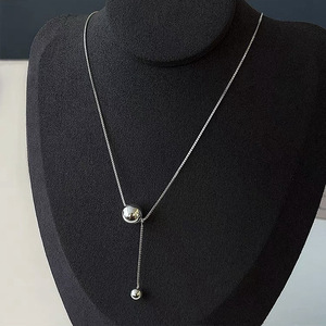 S925 Sterling <b>Silver</b> Ball Pendant Necklace 405cm Chain Length Everyday Wear Fine <b>Choker</b> Jewelry for Women - Product Image 3