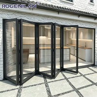 Portes pliantes en aluminium coupe-vent sur mesure de l'usine Rogenilan, avec verre trempé, pour terrasse extérieure