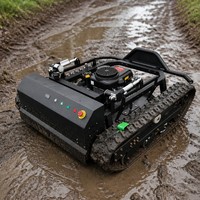 Tondeuse à gazon télécommandée sur chenilles, robuste, à moteur essence, pour terrains en pente, usage municipal et gouvernemental