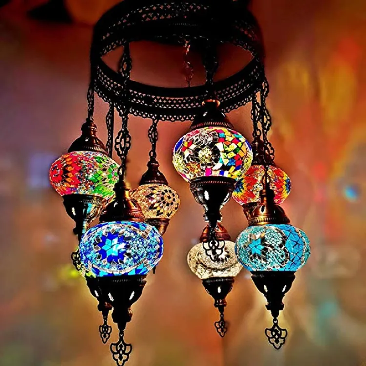Lampade a sospensione marocchine mosaico fatto a mano lampadario in vetro colorato lampada a mosaico cafe restaurant lampada a sospensione