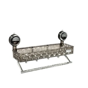Peninsula Good Products Suction Mounted Bathroom Shelf Ice Cube Pattern Organizer Durable Rectangular Single Layer Storage Rack - Product Image 3