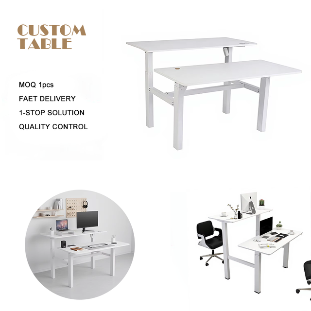Modern Smart Home Office Furniture Easy Assembly Lift and Lower Height Staff Office Table Electric Adjustable Standing Desk