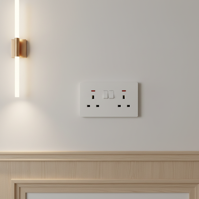 Industrial British UK Standard Electric Wall Switch Socket PC Flame-Retardant White 86*86mm 220-250V 13A USB 2 Ports IP11 Black