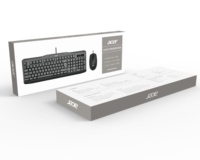 Acer OAK930 Ensemble clavier et souris de bureau filaire étanche 3 touches 1600 DPI Équipement d'ordinateur de bureau/portable