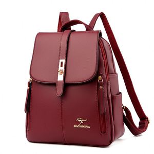 Sac à dos patchwork rétro en cuir véritable grande capacité style seau décontracté pour femme - Product Image 2