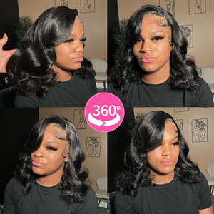 Offres du Black Friday : Perruques Lace Front Courtes Bob sans Colle, Cheveux Indiens Bruts Pré-Pluckés, Ondulés, Cheveux Humains Brésiliens pour Femmes - Product Image 3