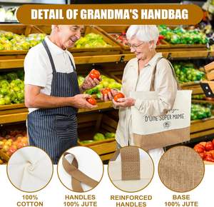 Bolsa de Compras Tarklanda para Abuela, de Algodón y Yute, con Patrón de Letras, para Playa, Origen China, Sin Cierre, Regalo para Cumpleaños o Día de la Madre - Product Image 3