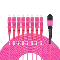 OM4 MPO/UPC Female-SC/UPC MM Multi Mode 8 Core Tipe B Rosa 40Gbps untuk Pusat Data, PON, CATV FTTH Ruang Server Panel Patch