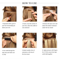 Extensiones de Cabello con Cinta Adhesiva Doble, Cabello Humano Remy Ruso, Color Personalizado, Extensiones de Cabello con Cinta Regular