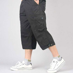 Pantalones Capri para Hombre, por Debajo de la Rodilla, con Cintura Elástica y Cierre de Cremallera, Múltiples Bolsillos, Pantalones Cortos Largos de Algodón Tipo Cargo - Product Image 3