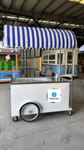 New 220V ngoài trời tổ chức sự kiện Ice Cream đứng với tán cà phê di động giỏ hàng nước trái cây bán hàng tự động trạm thực phẩm chiên giỏ hàng với tủ đông - Product Image 2