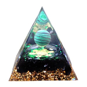 Crystal Epoxy Pyramid Resin Craft With Malachite Ball Home Decoration Artistic <b>Desktop</b> Ornament - Product Image 5
