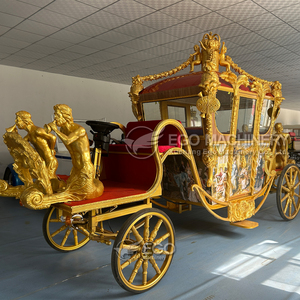 Carrosse de Mariage Électrique de Luxe Doré à la Française avec Sculpture de Cheval, Idéal pour les Visites Touristiques - Product Image 2